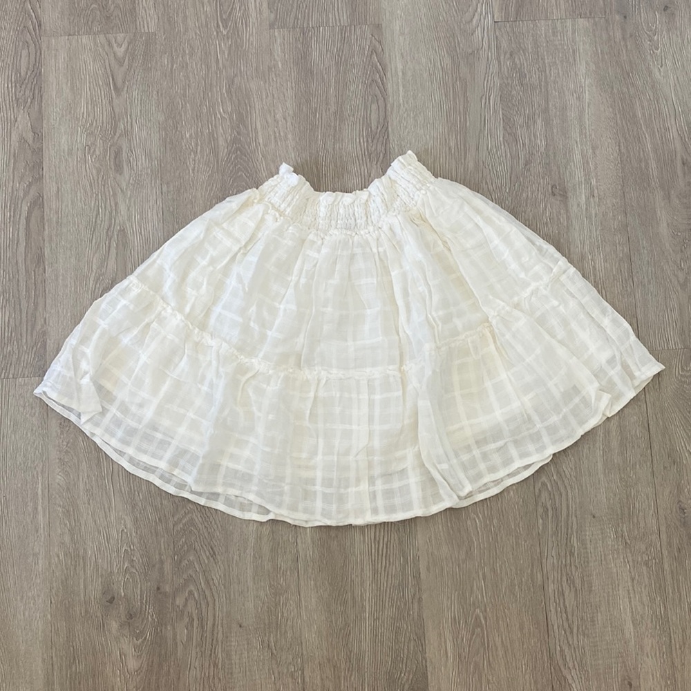 Wild fable cream smocked waist ruffle mini skirt size medium NWOT